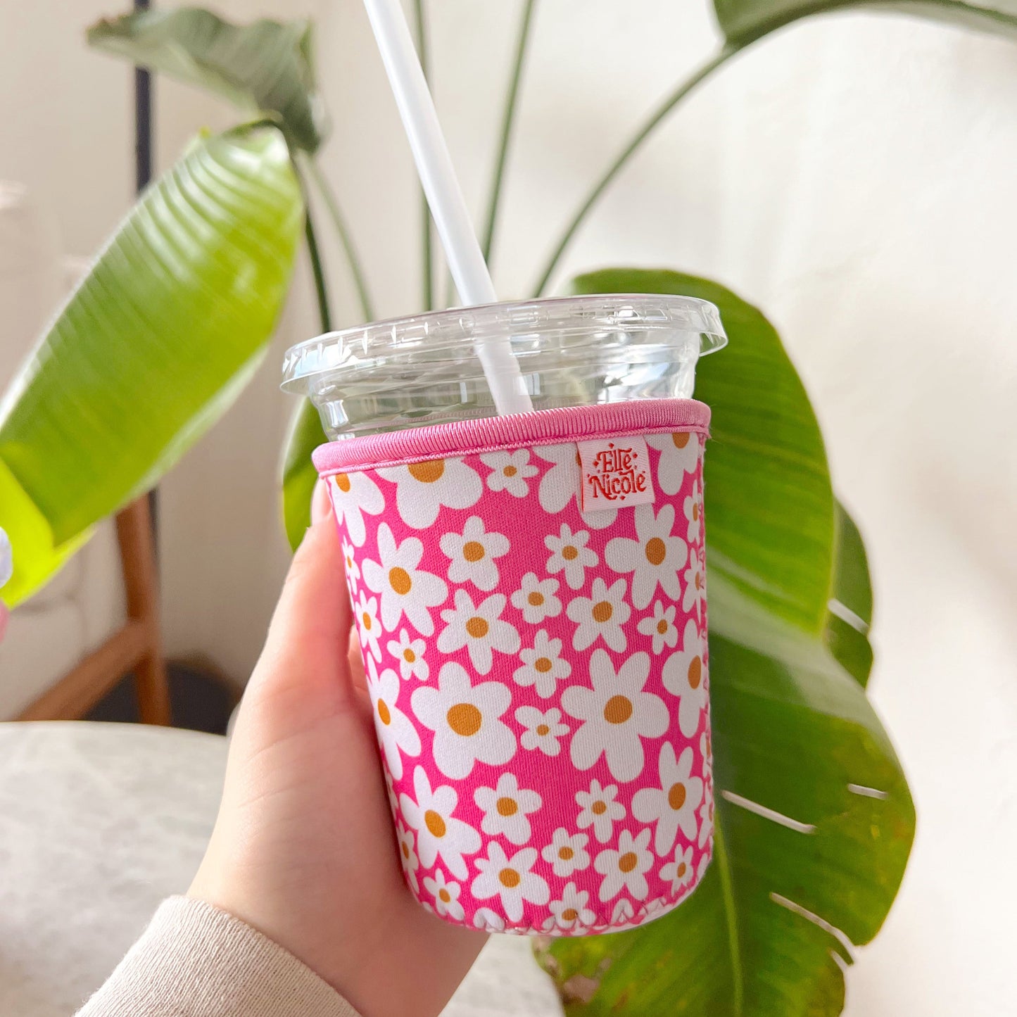 Coffee Cup Cover - Pink Daisy