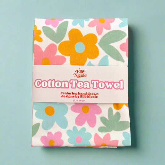 Cotton Tea Towel - Sage Bloom