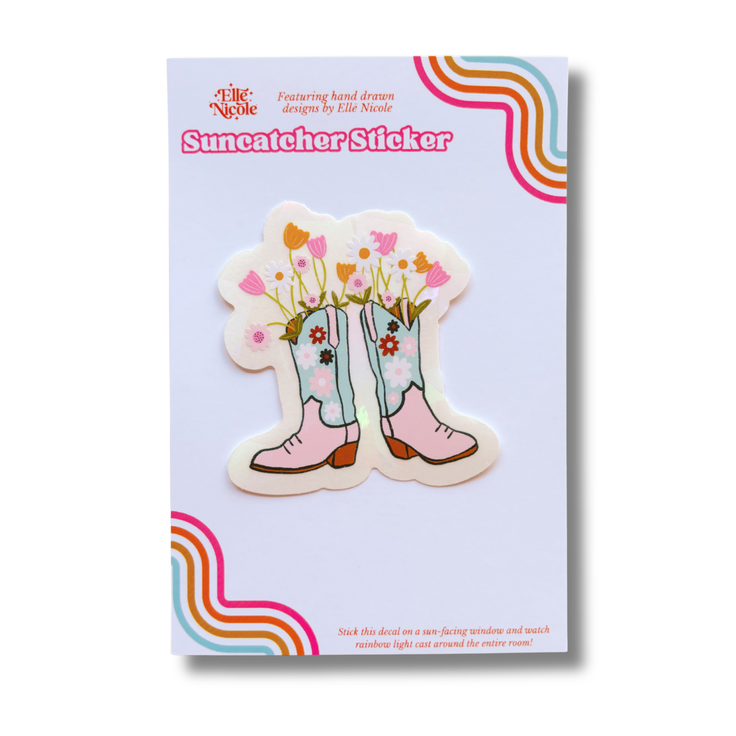 Suncatcher Sticker - Cowgirl Boot Bouquet