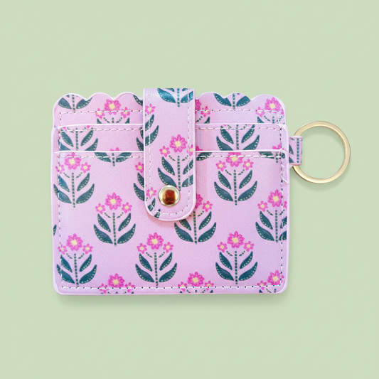 Keychain Wallet - Whimsy Floral Block Print