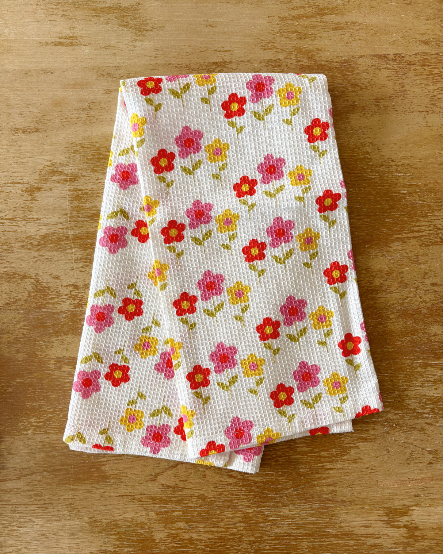 Cotton Waffle Weave Tea Towel - Mod Floral