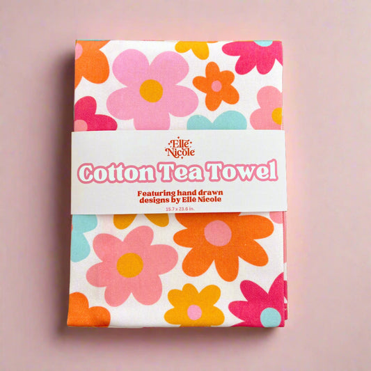 Cotton Tea Towel - Retro Florals