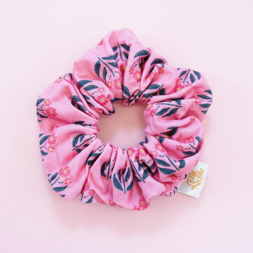 Scrunchie - Whimsy Floral Block Print *new & improved extra soft fabric*
