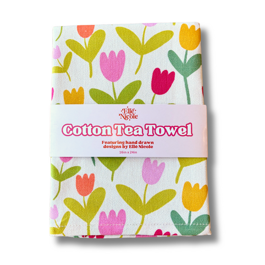 Cotton Tea Towel - Tulips *new and improved*