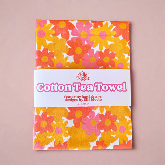 Cotton Tea Towel - 60s Florals