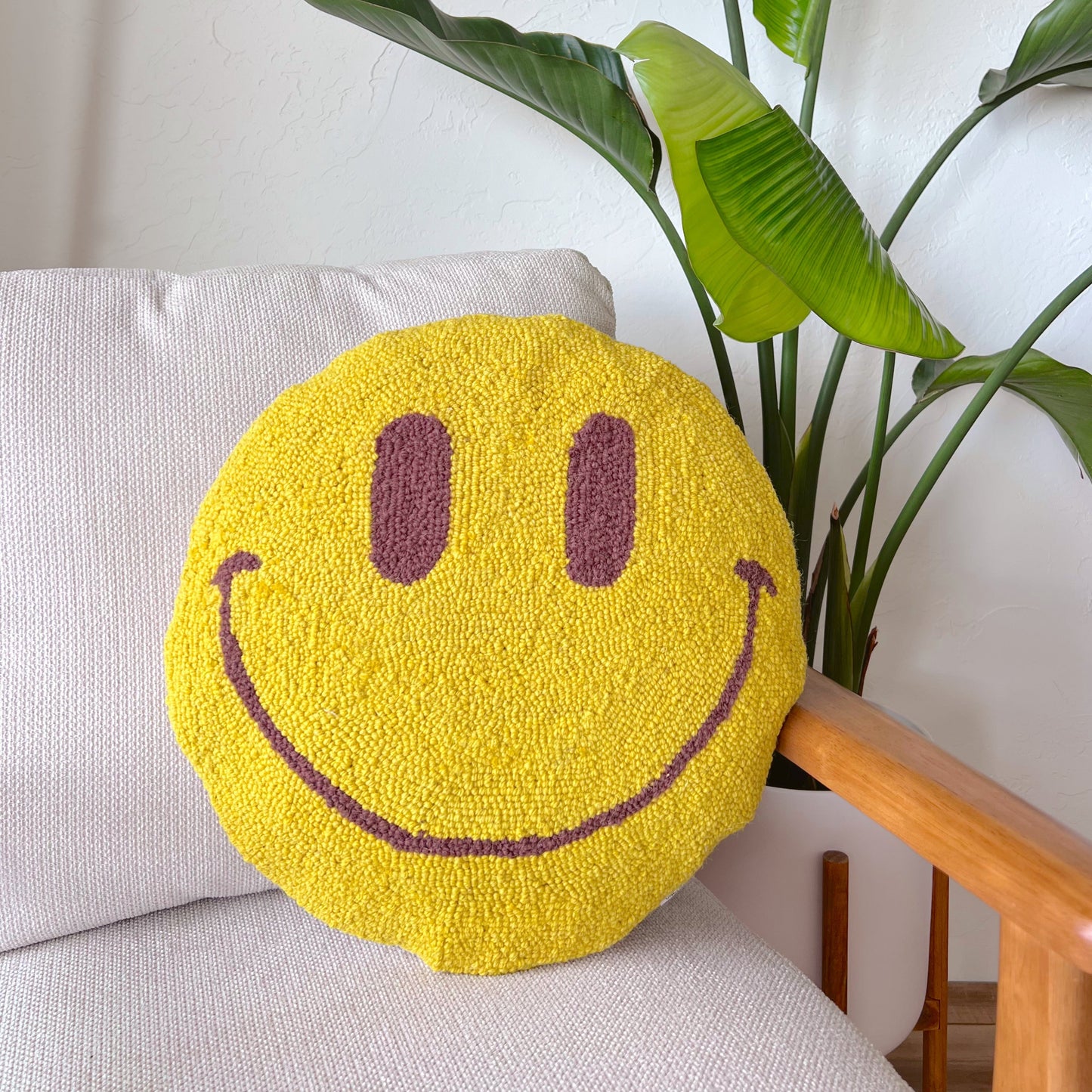 Hooked Pillow - Happy