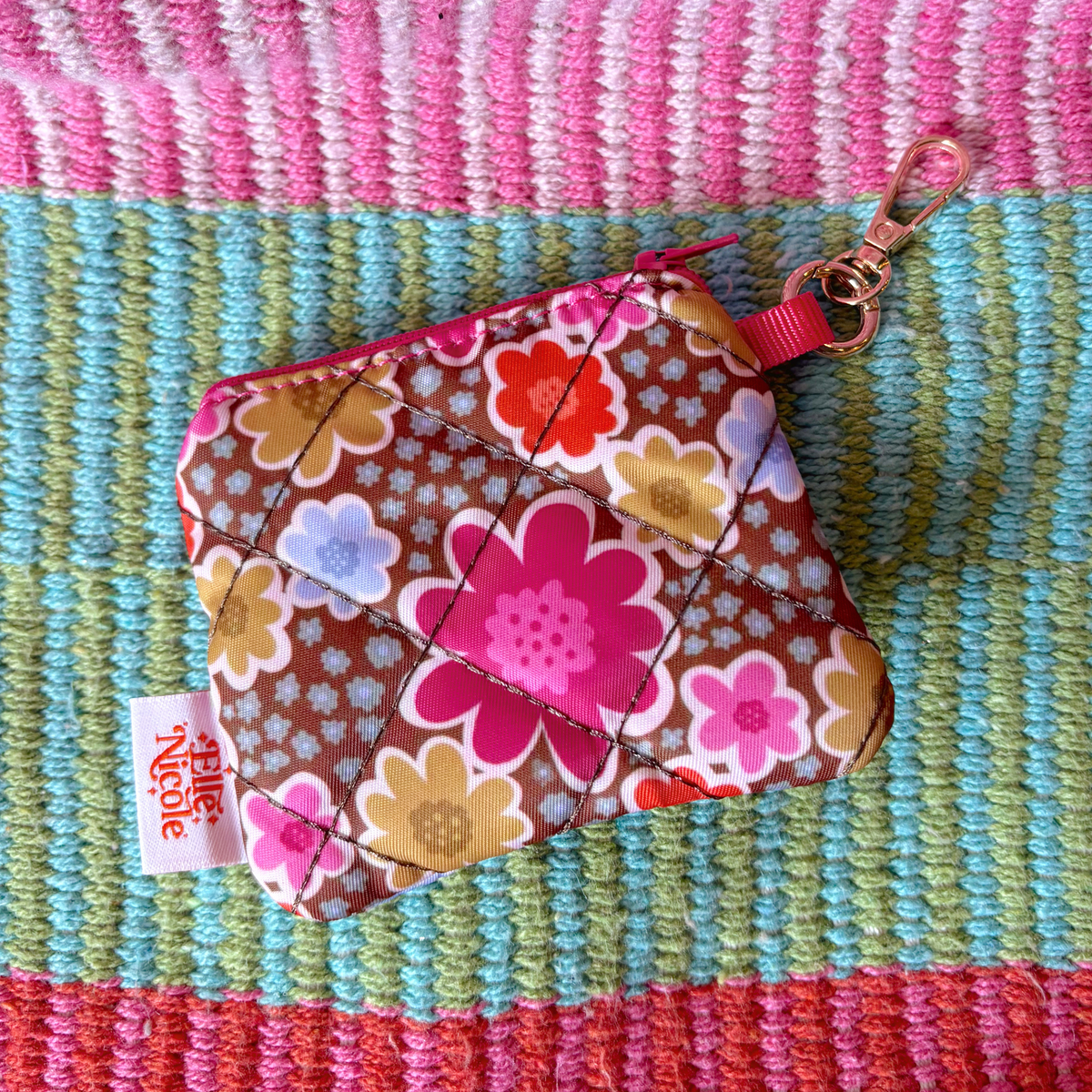 Quilted Coin Purse Keychain - Caroline Cosmos