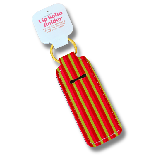 Lip Balm Keychain Holder - Holiday Stripes
