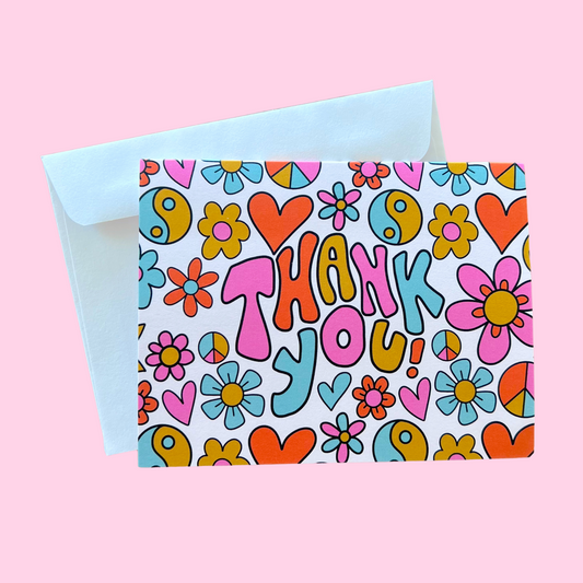 Greeting Card - Funky Floral 'Thank You'