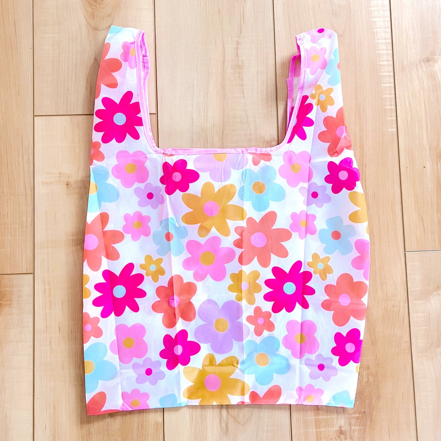 Nylon Reusable Bag - Retro Florals Pattern