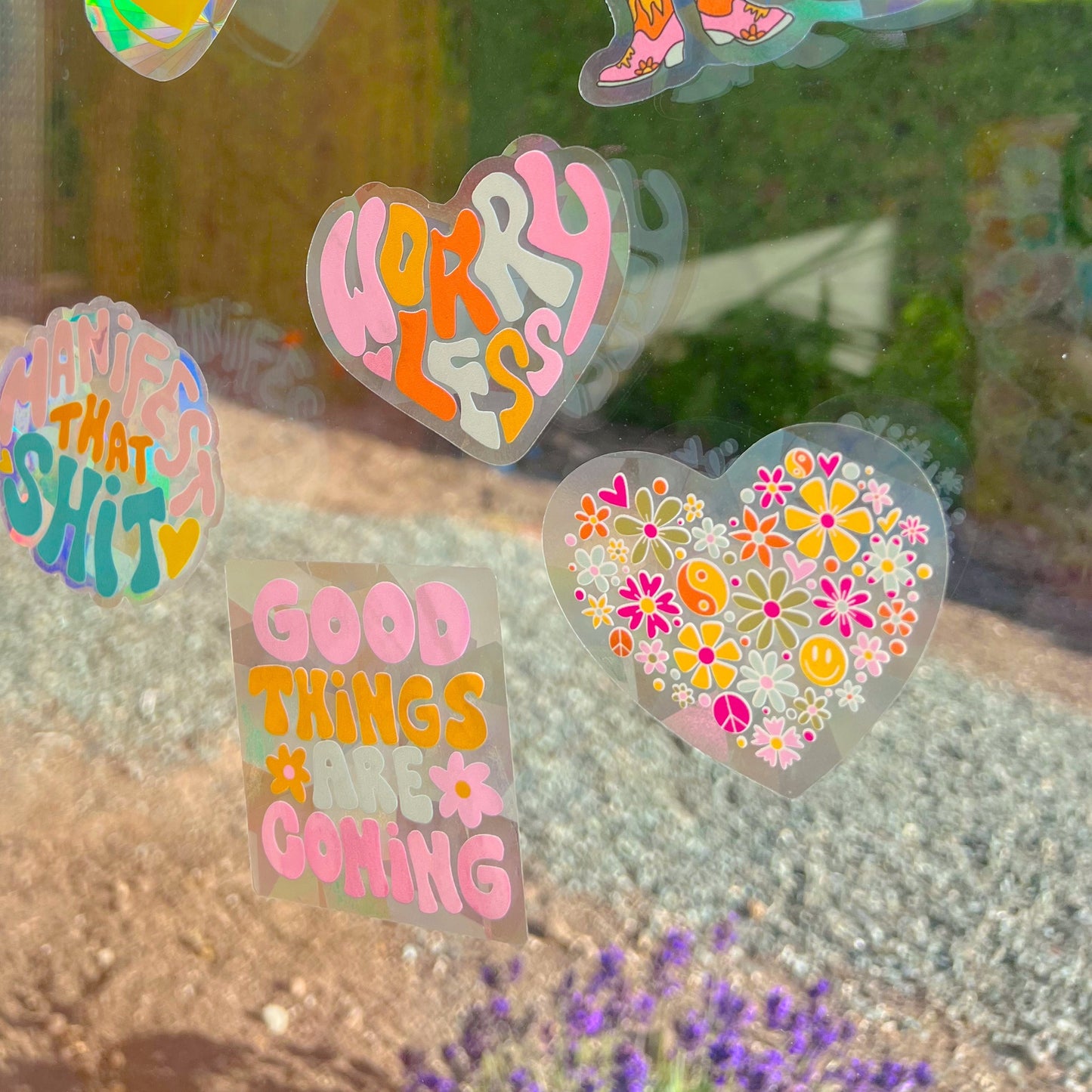 Suncatcher Sticker - Garden Heart Doodle