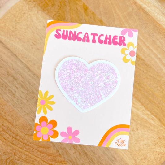 Suncatcher Sticker - Heart Doodle