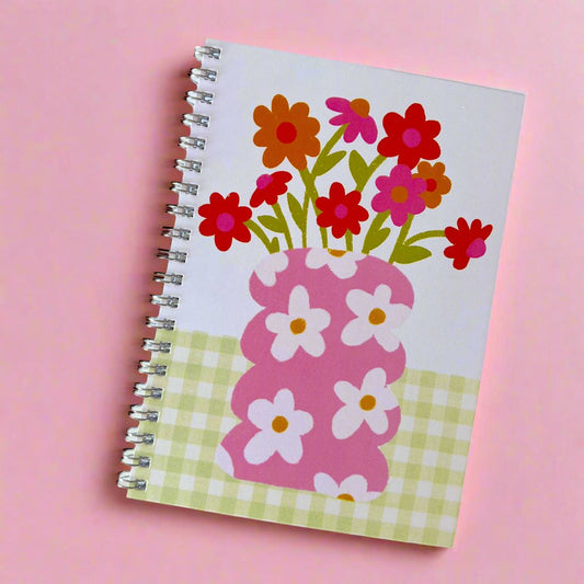 5 x 7in Notebook - Funky Floral Vase