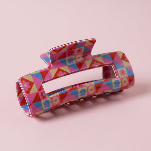 Hair Claw Clip - Kaleidoscope Quilt