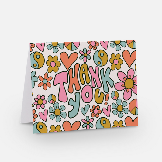 Greeting Card - Funky Floral 'Thank You'