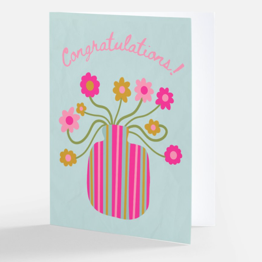 Greeting Card - Congratulations Funky Flower Vase