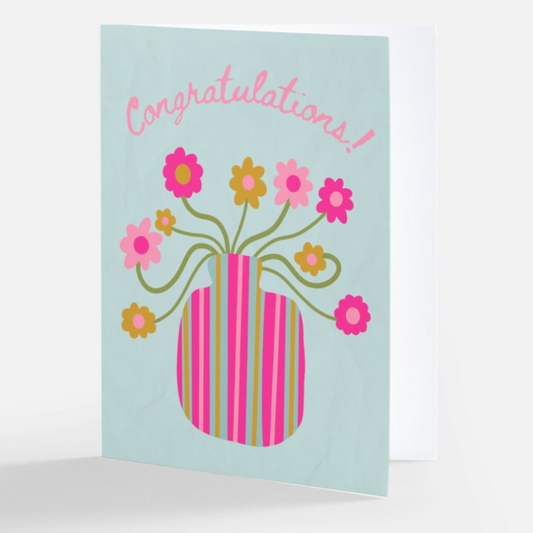 Greeting Card - Congratulations Funky Flower Vase