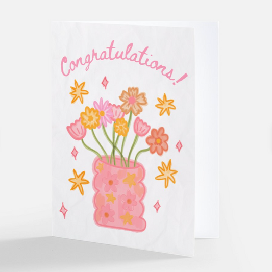 Greeting Card - Congratulations Flower Vase