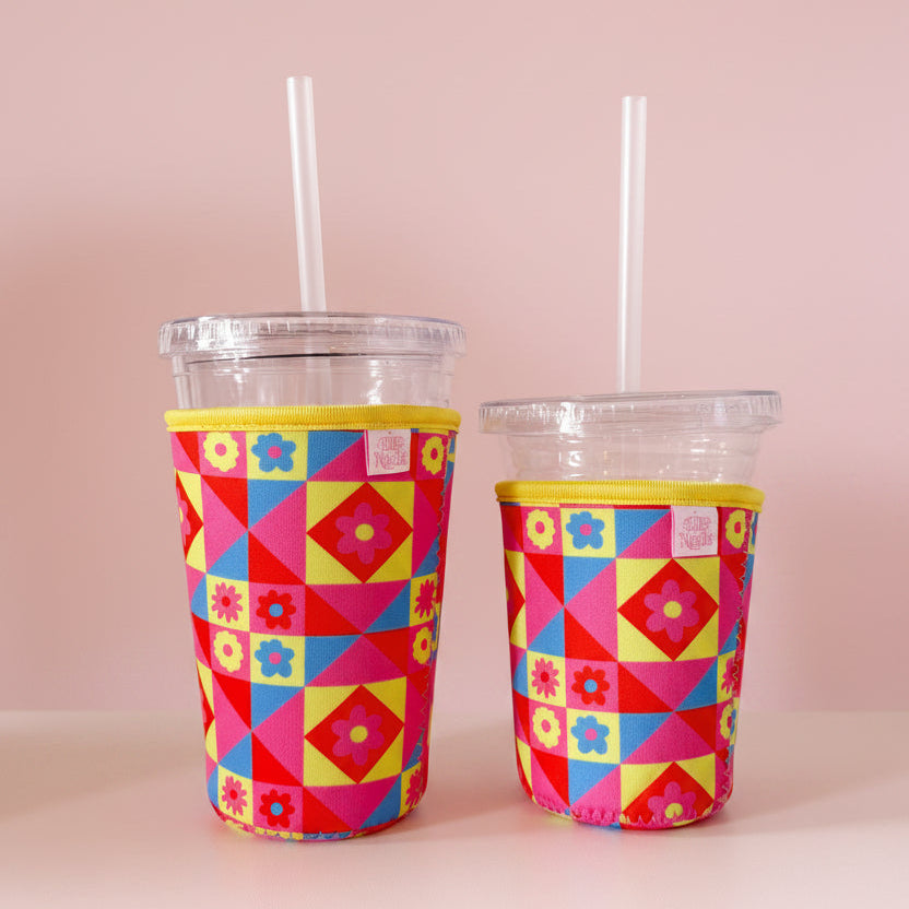 Coffee Cup Cover - Kaleidoscope Quilt - Iced Drink Sleeve