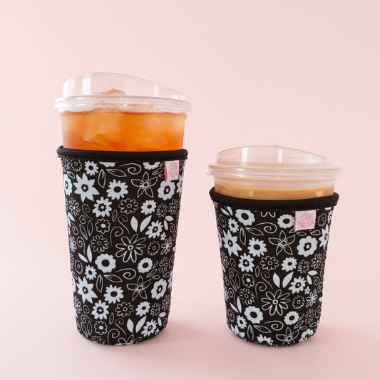 Coffee Cup Cover - Thankful Florals Black