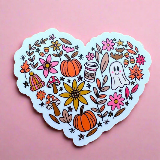 Fall Heart Doodle Sticker