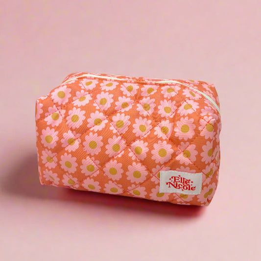 Quilted Cosmetic / Pencil Bag - Boho Daisy