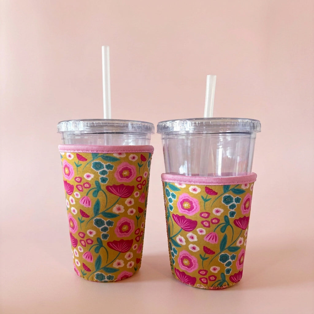 Coffee Cup Cover - Mustard Meadow - Iced Drink Sleeve