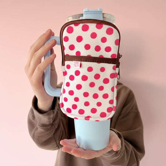 Water Bottle Backpack - Pink Polka Dots *new & improved*
