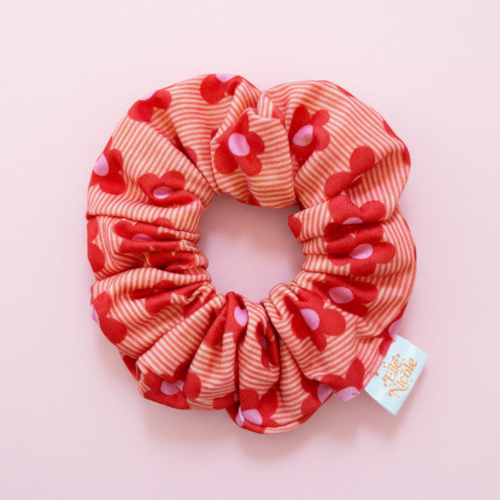 Scrunchie - Happy Striped Florals *new & improved extra soft fabric*