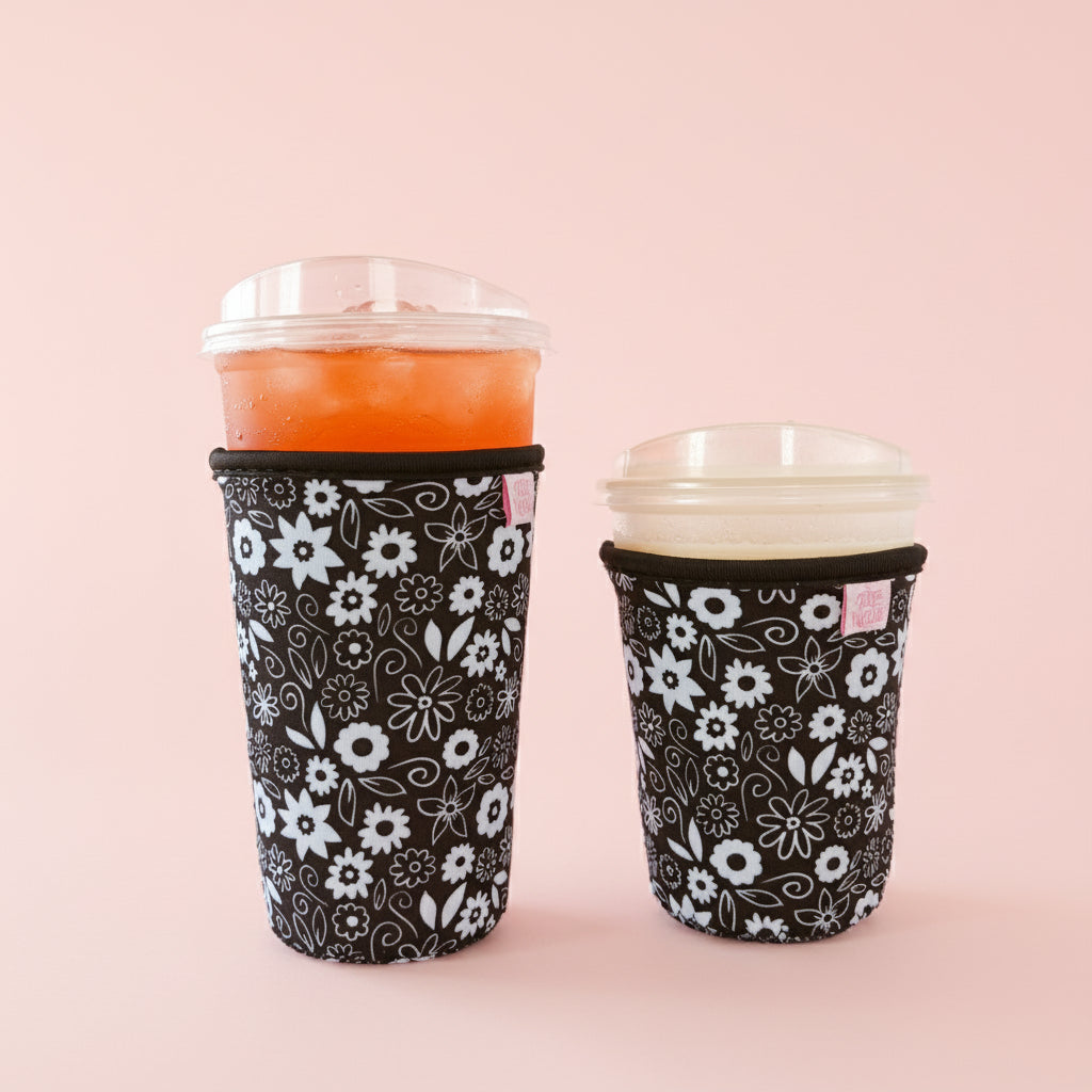 Coffee Cup Cover - Thankful Florals Black