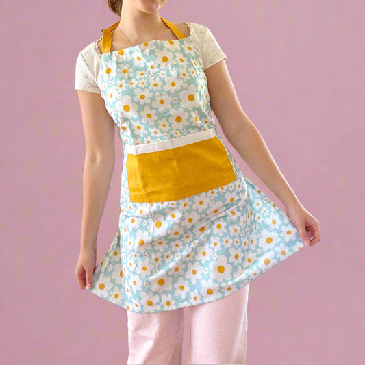 100% Cotton Apron - Blue Daisy