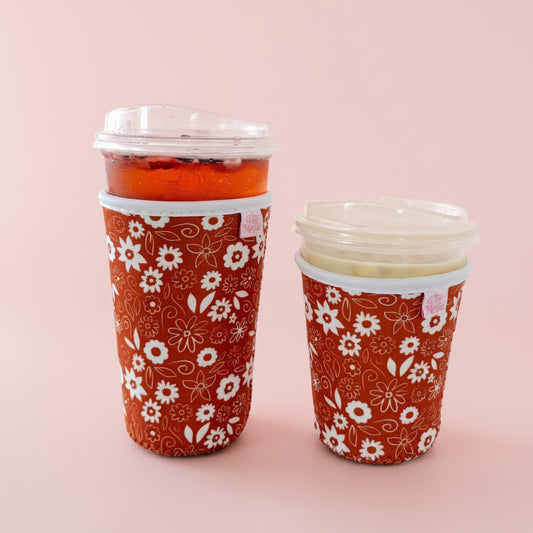 Coffee Cup Cover - Thankful Florals Orange