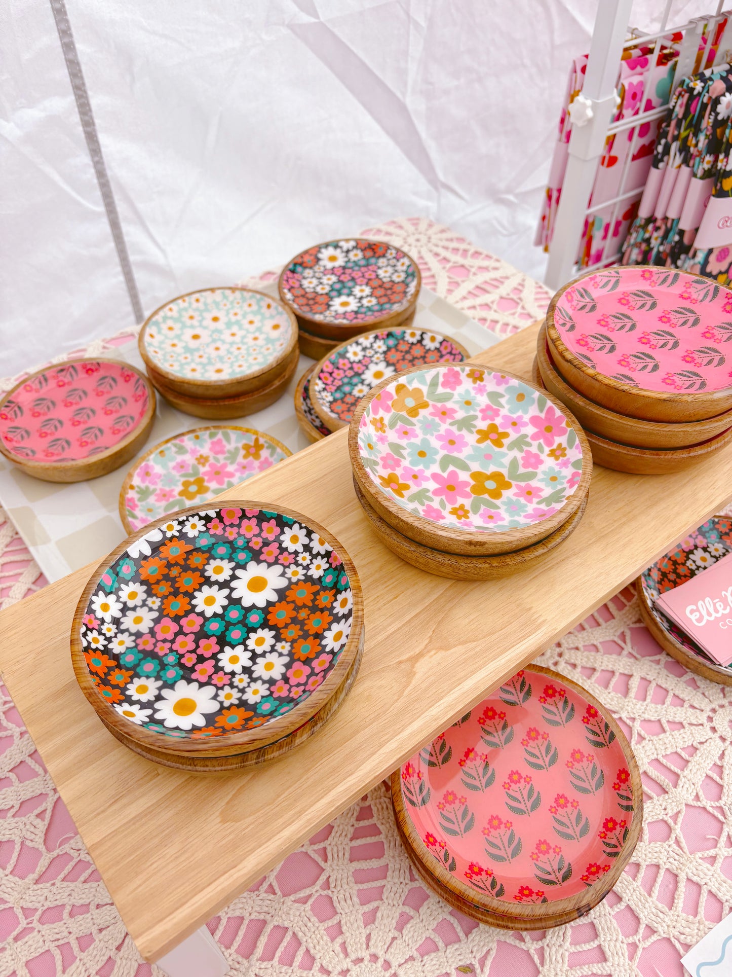 Mango Wood Trinket Dish - Whimsy Floral