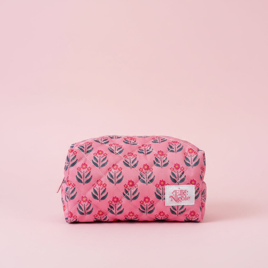 Quilted Cosmetic / Pencil Bag - Whimsy Floral