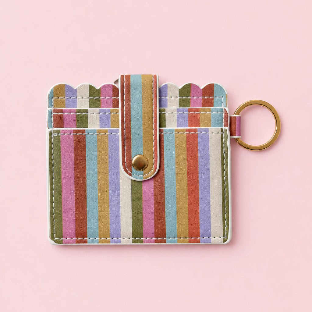 Keychain Wallet - Retro Rainbow Stripes