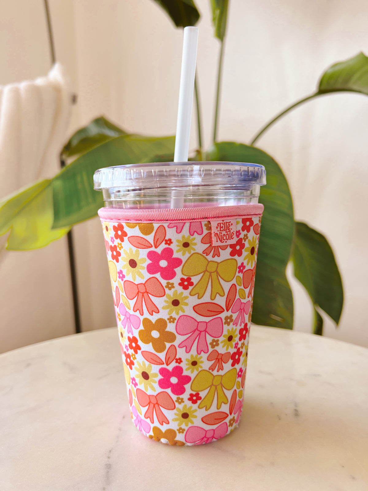 Coffee Cup Cover - Fall Bows - Iced Drink