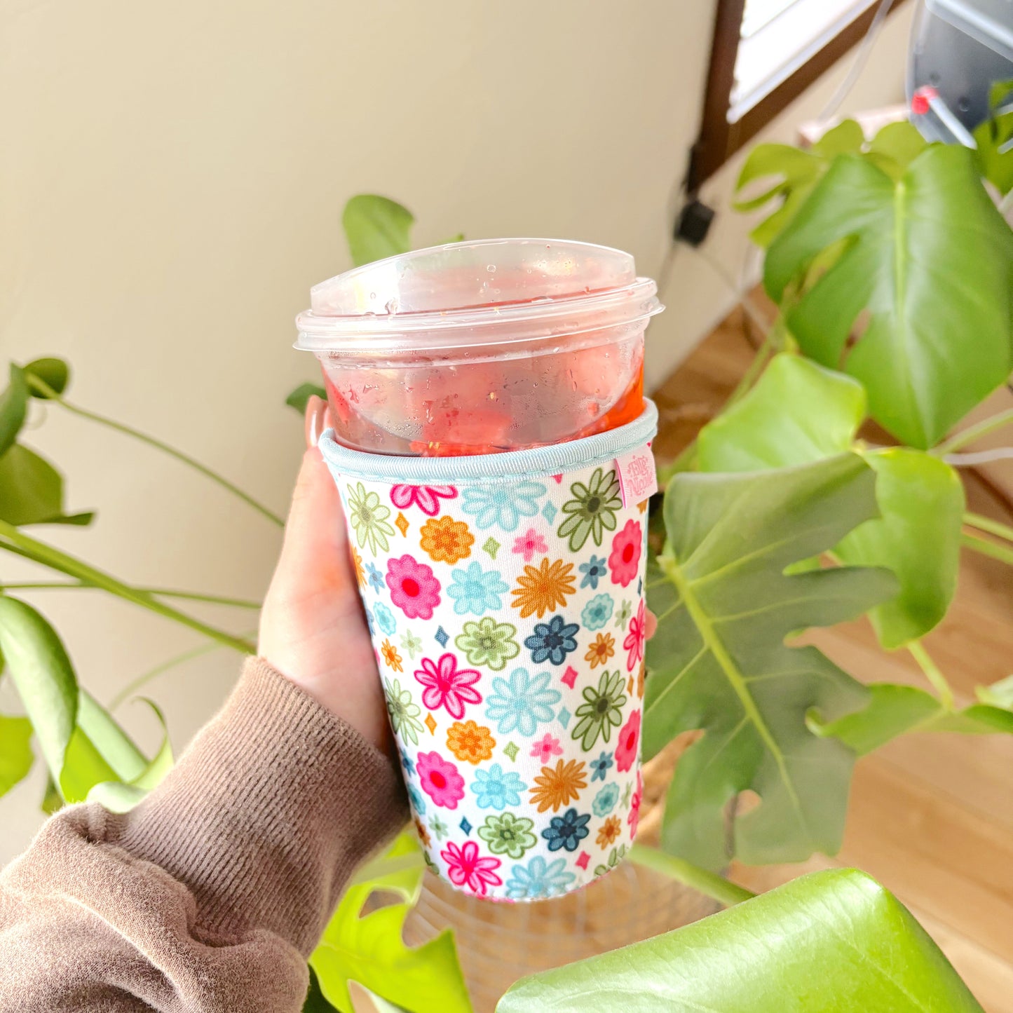 Coffee Cup Cover - Watercolor Florals - Iced Drink Sleeve