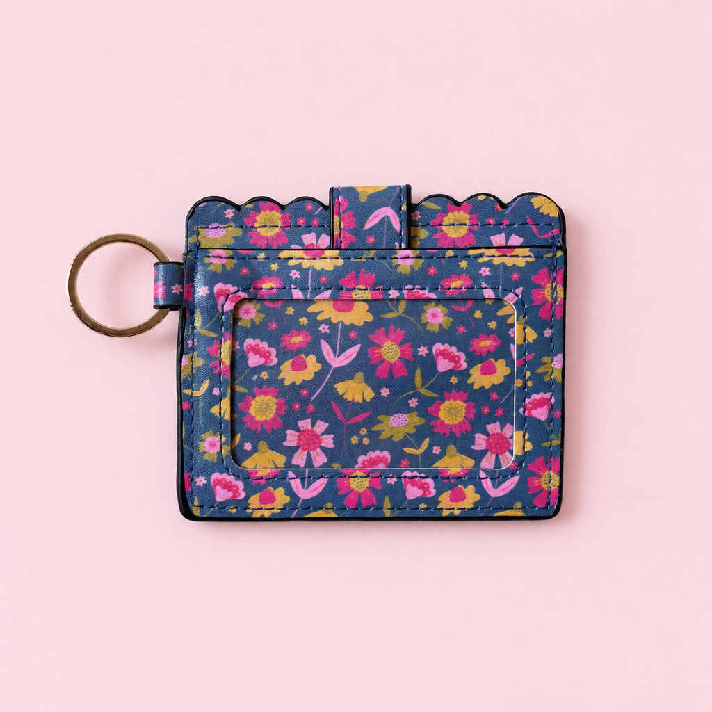 Keychain Wallet - Midnight Summer Blooms