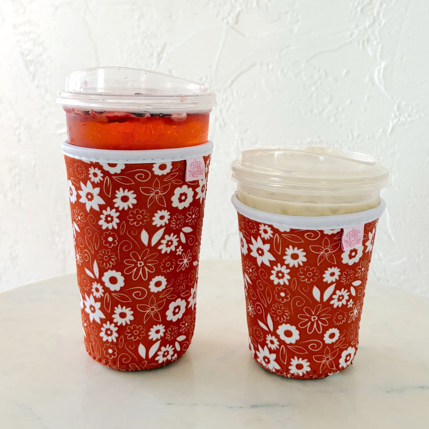 Coffee Cup Cover - Thankful Florals Orange