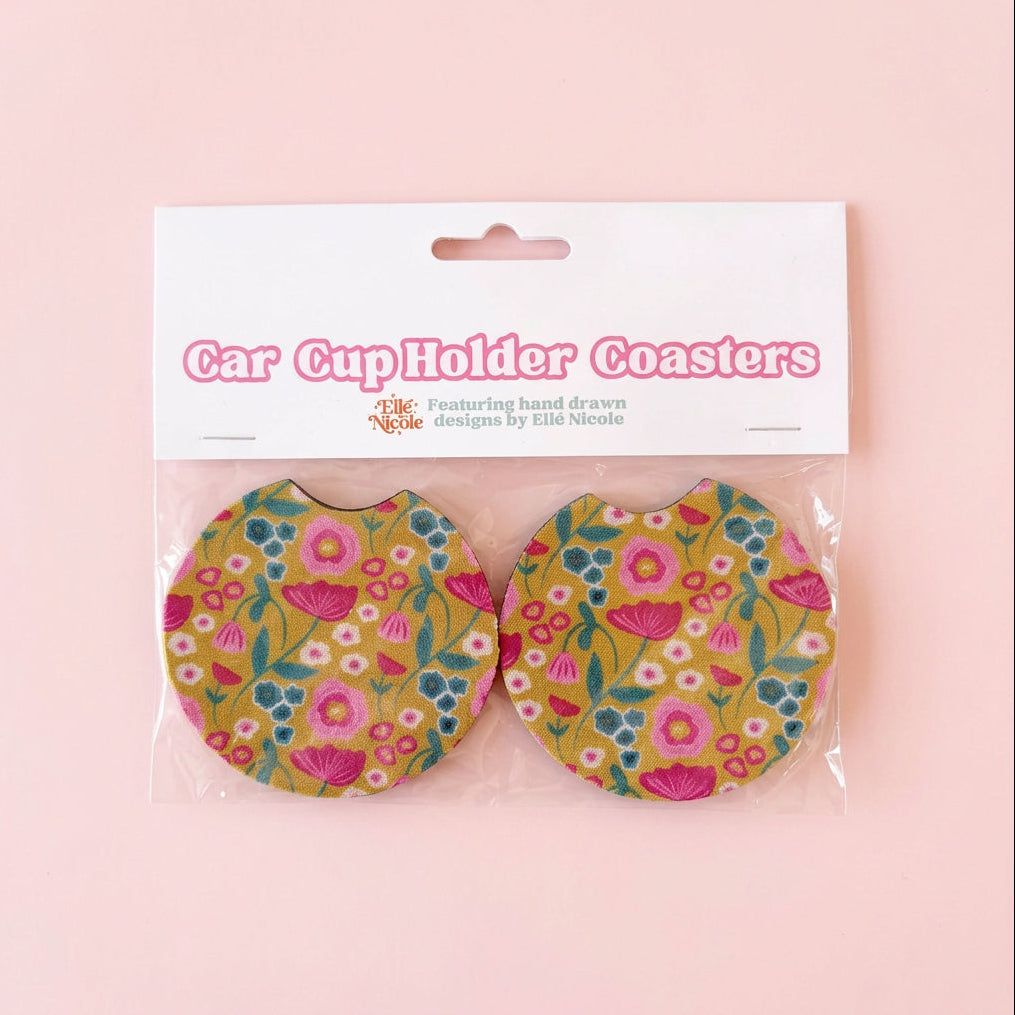 Car Cupholder Coasters - Mustard Meadows