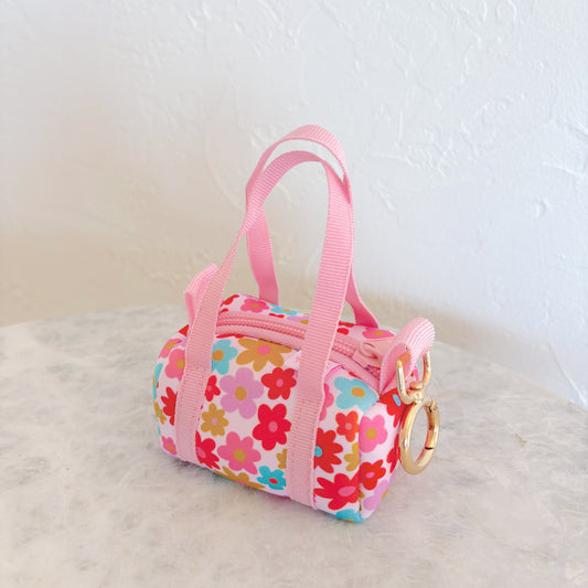 Bag Charm - Mini Purse Keychain - Retro Floral