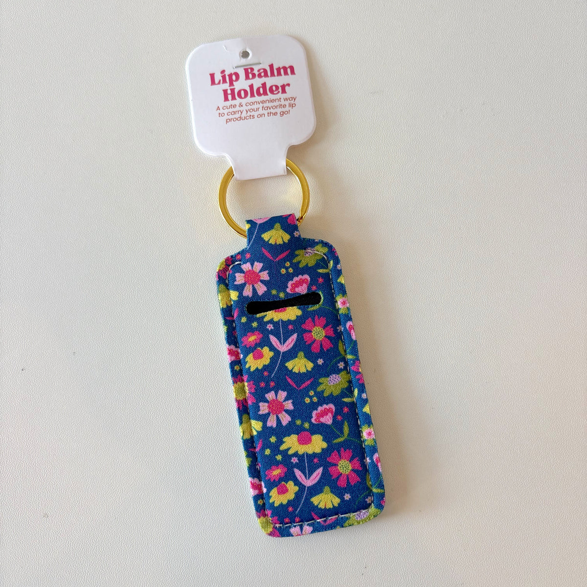 Lip Balm Keychain Holder - Midnight Summer Blooms