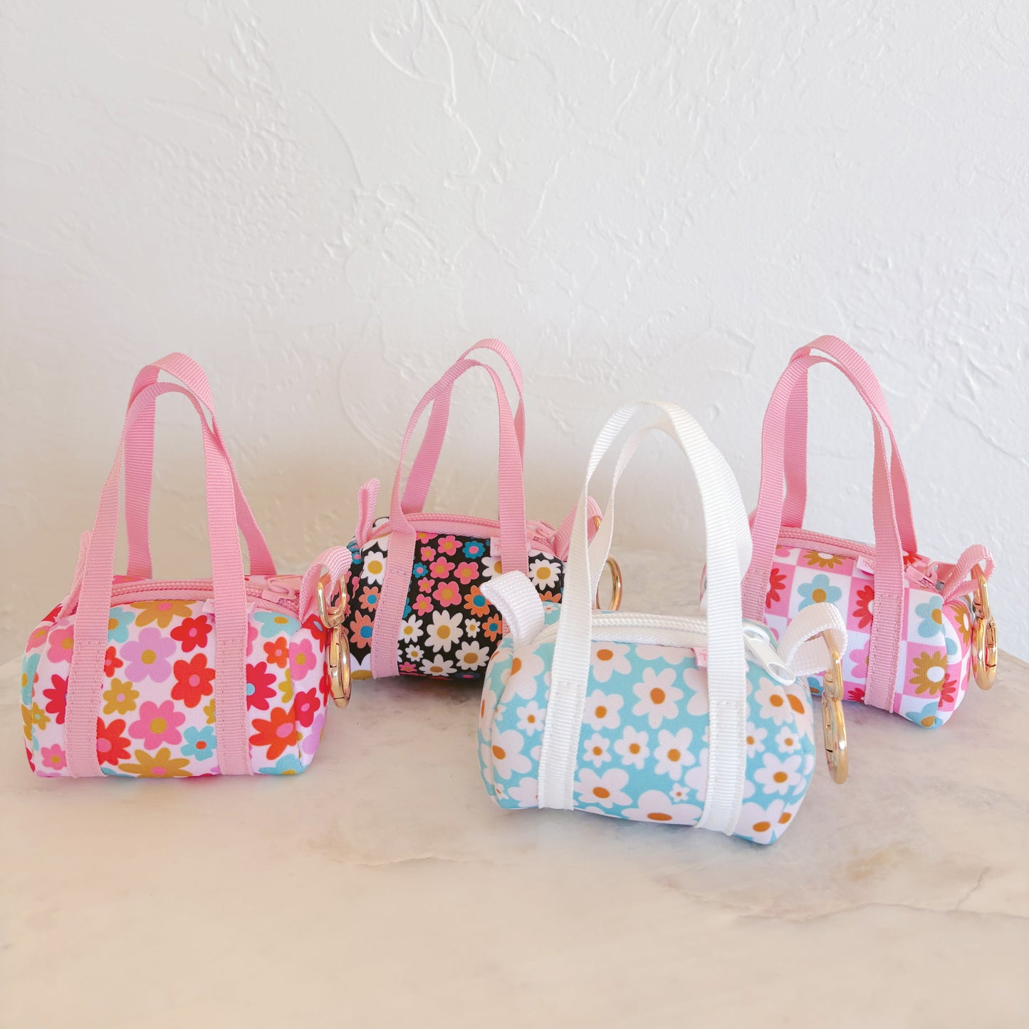 Bag Charm - Mini Purse Keychain - Blue Daisy