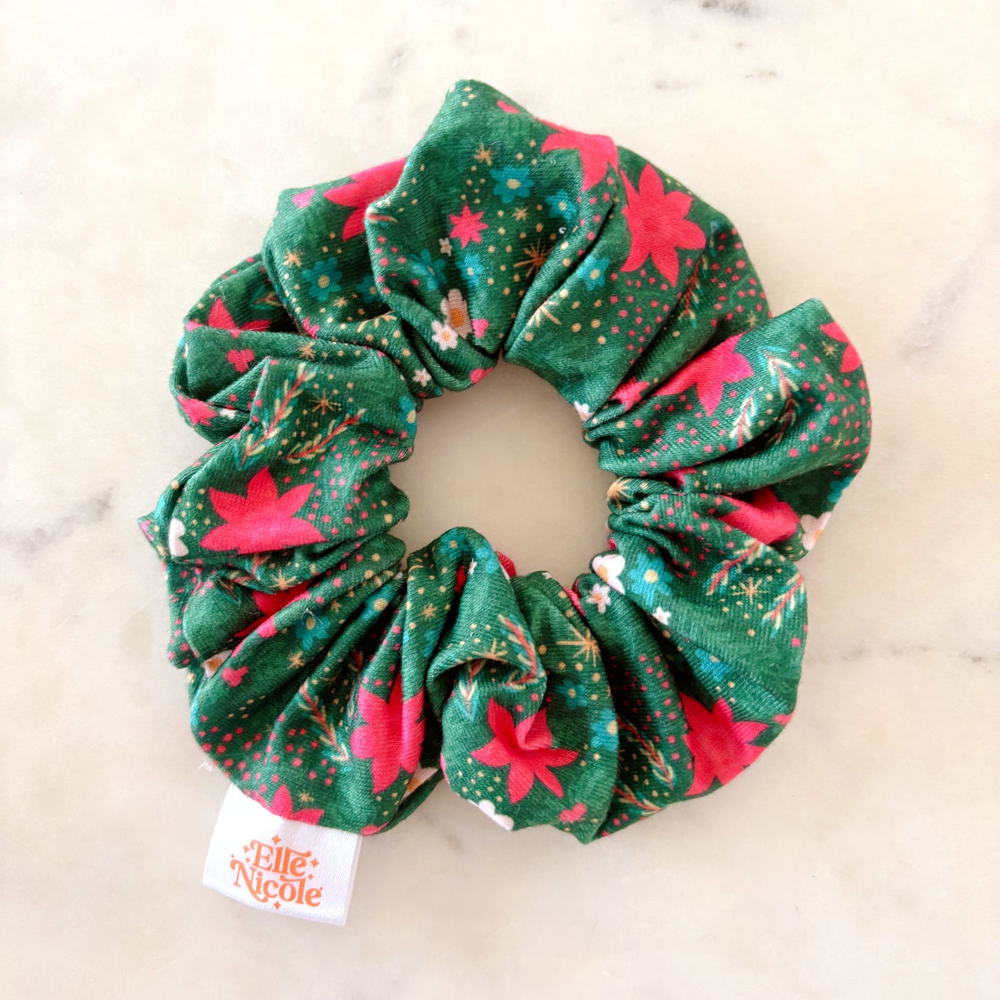 Scrunchie - Holiday Poinsetta *new & improved extra soft fabric*