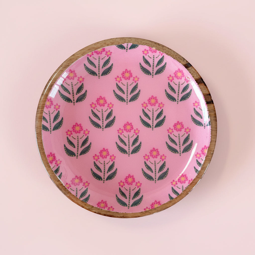 Mango Wood Trinket Dish - Whimsy Floral