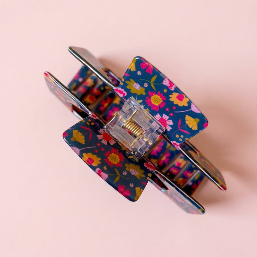Hair Claw Clip - Midnight Summer Blooms