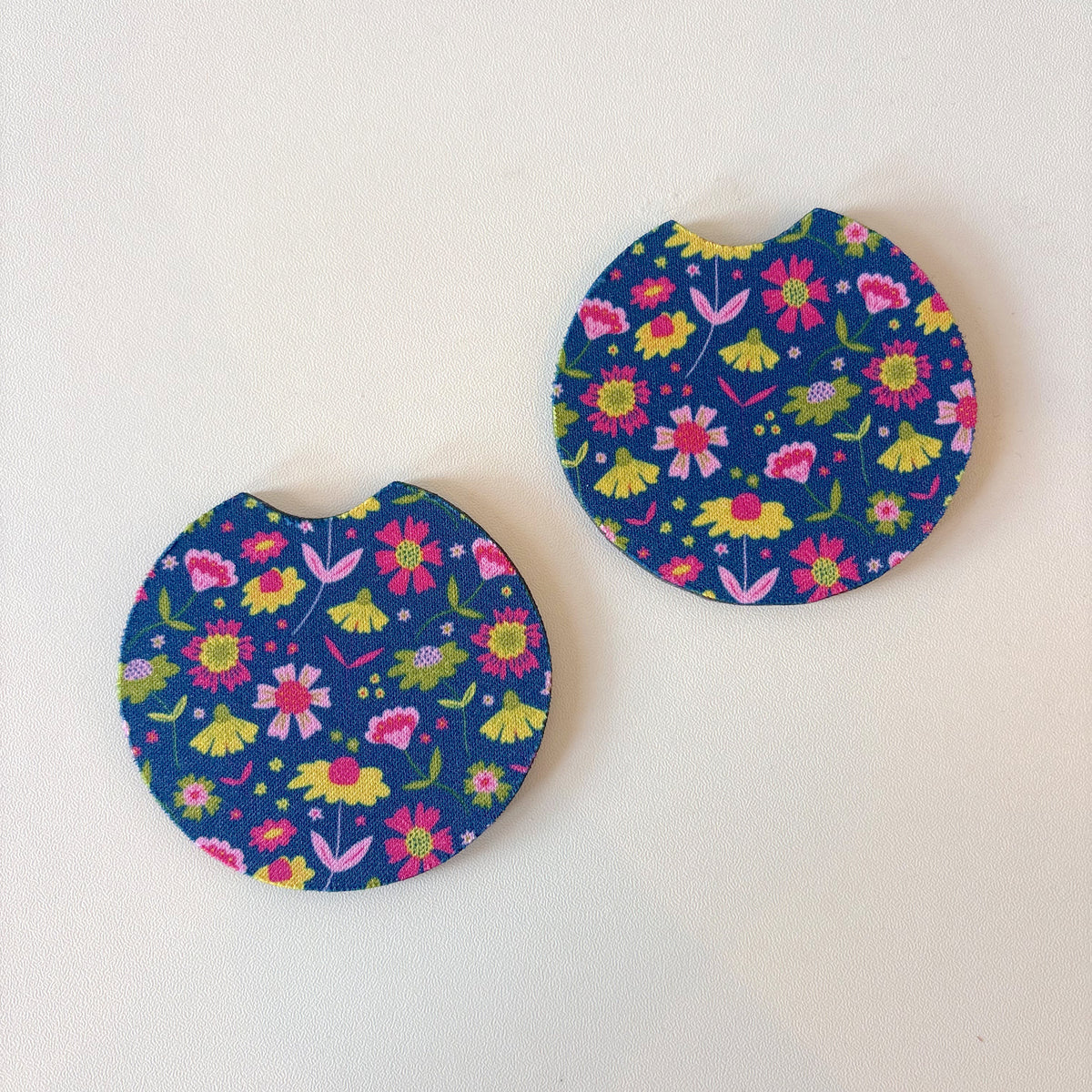 Car Cupholder Coasters - Midnight Summer Blooms
