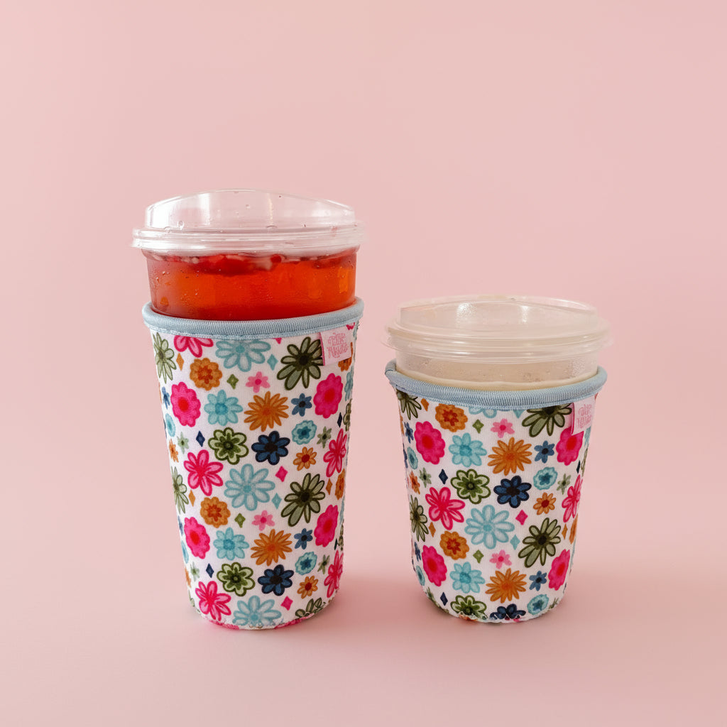 Coffee Cup Cover - Watercolor Florals - Iced Drink Sleeve