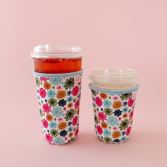 Coffee Cup Cover - Watercolor Florals - Iced Drink Sleeve