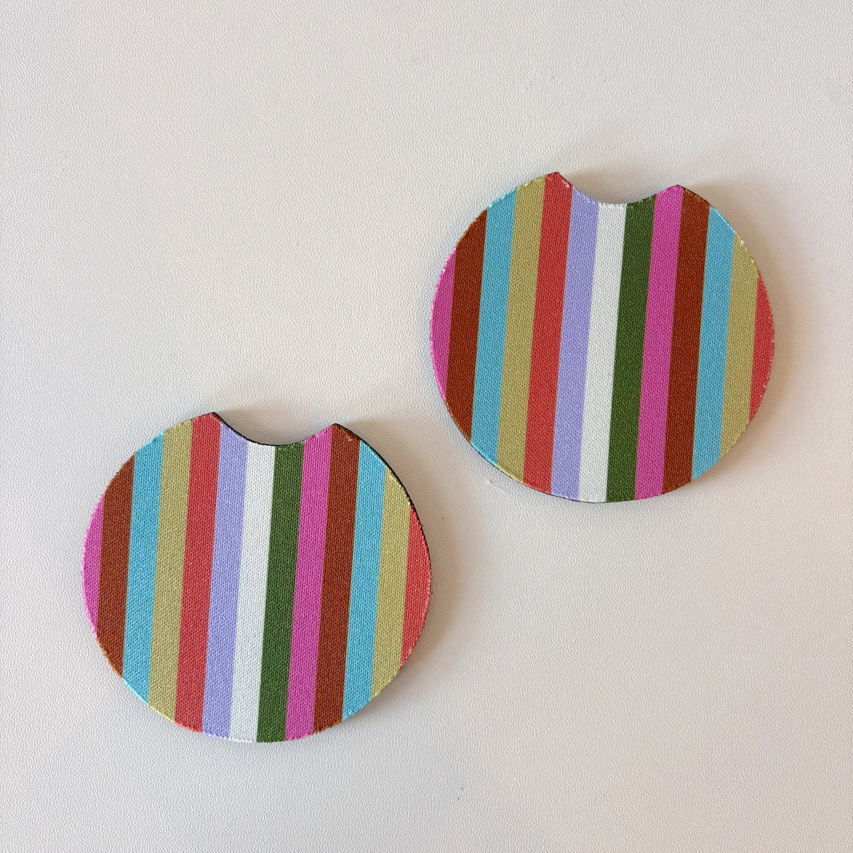 Car Cupholder Coasters - Retro Rainbow Stripes